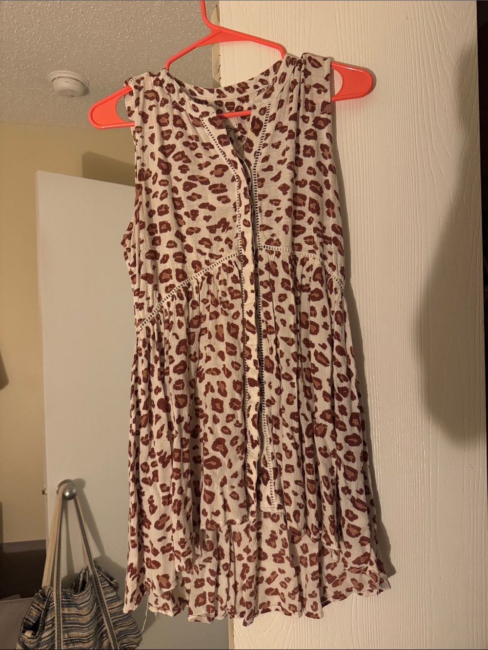 Anthropologie Sleeveless Leopard-Print Tunic Dress in Cream and Brown
